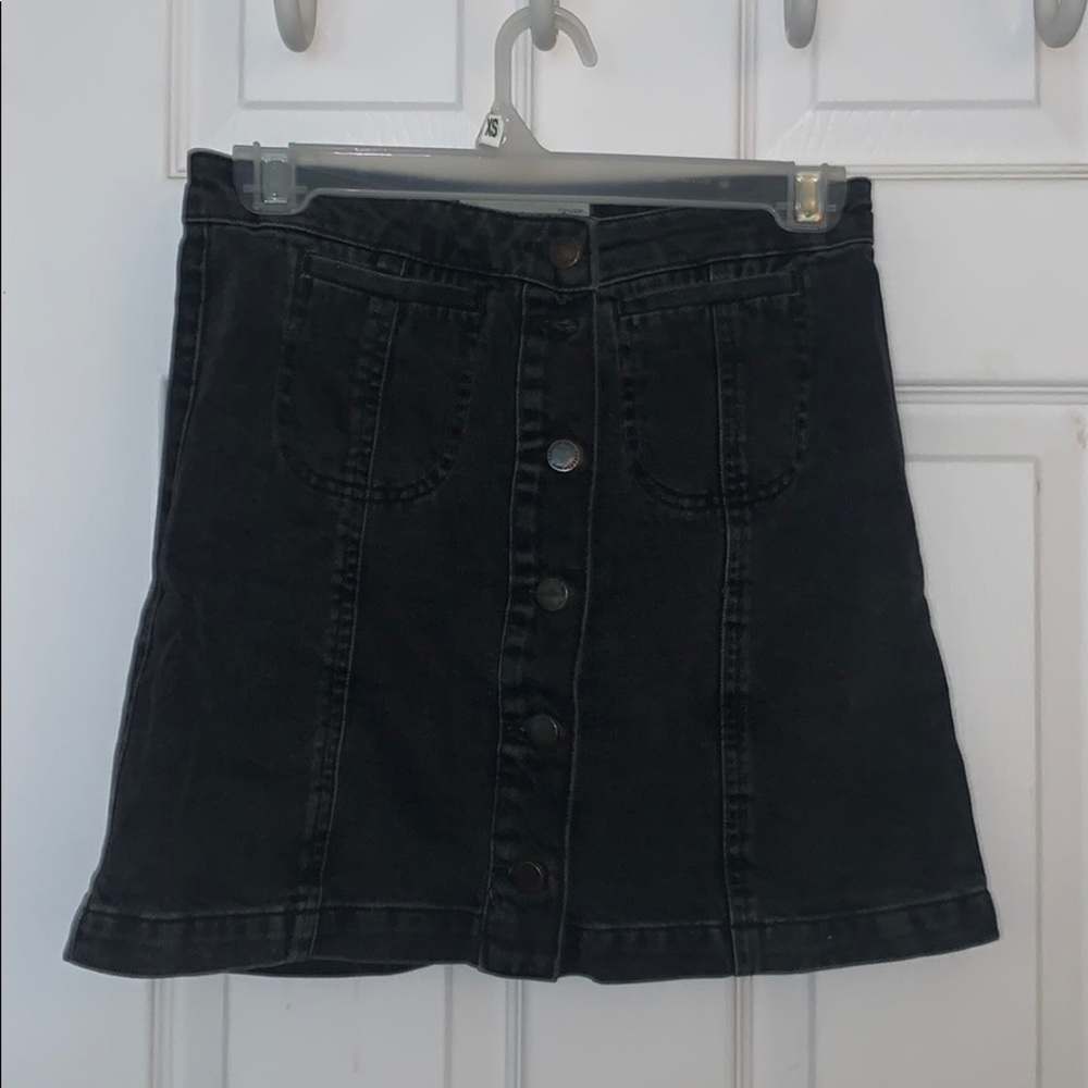 Black denim skirt